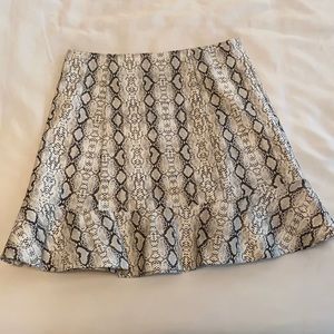 Black and white snakeskin leather skirt